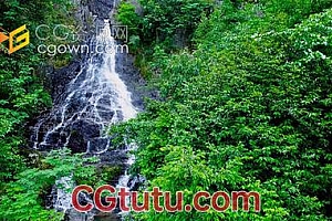 航拍户外大气山中瀑布悬崖流水风光实拍视频