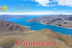航拍碧水蓝天西藏羊湖唯美湖光山色美丽自然实拍视频