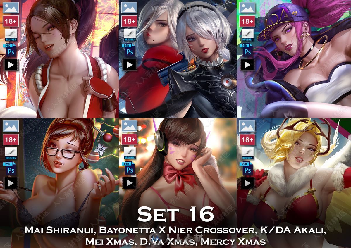 游戏动漫女性角色数字绘画PSD源文件第十六季