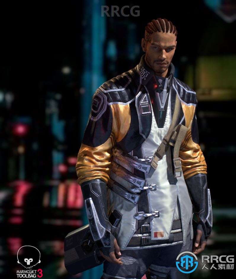 韩国画师赛博朋克风格科幻角色道具3D画集