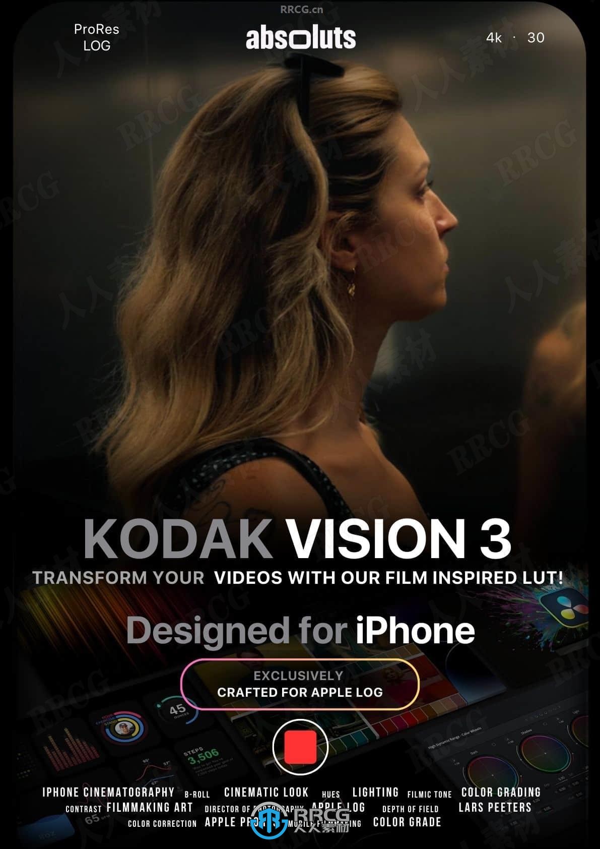 iPhone苹果手机原生支持真实Kodak柯达胶片色彩调色LUTs预设