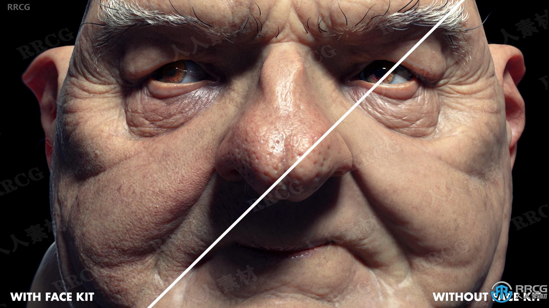 100张人物脸部逼真皮肤毛孔细节纹理贴图合集